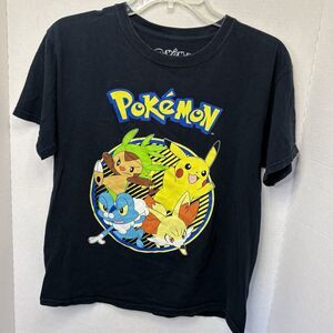 Official Nintendo Pokemon Pikachu & Friends Black Kids Large Tshirt